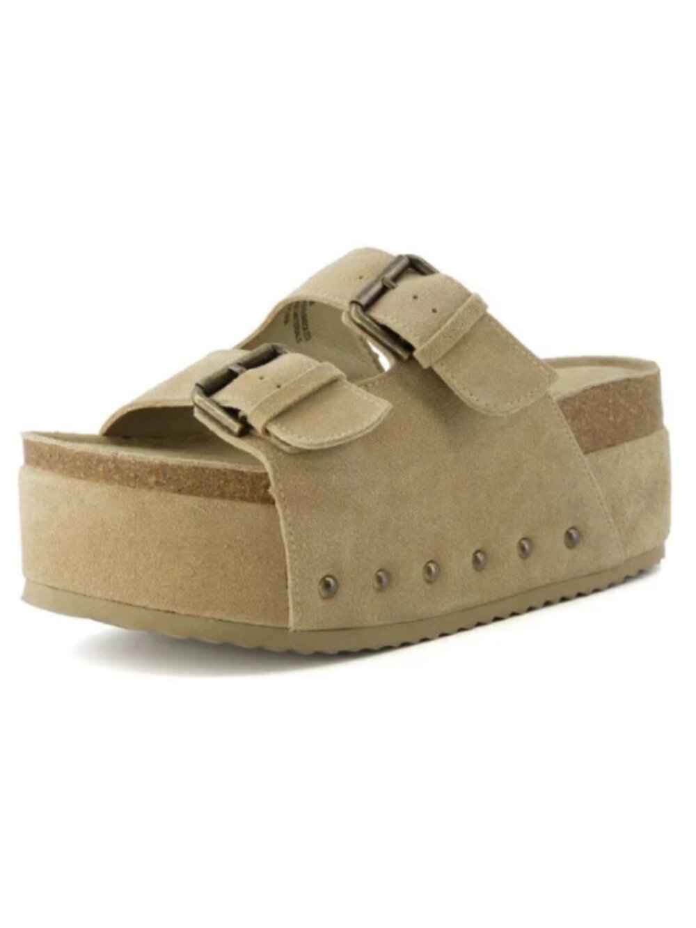 CUSHIONAIRE Women's Guru Platform Sandal Khaki Size 8.5M Brand New!